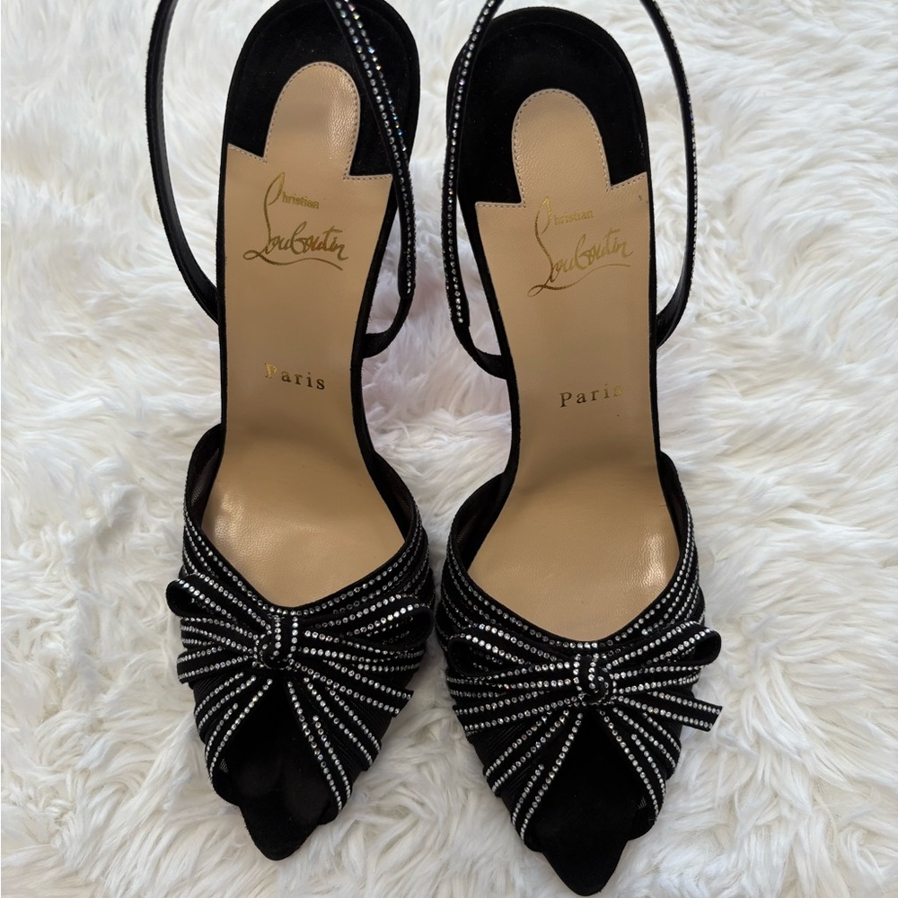 Christian Louboutin Araborda - Black Heels with Decorative Bow